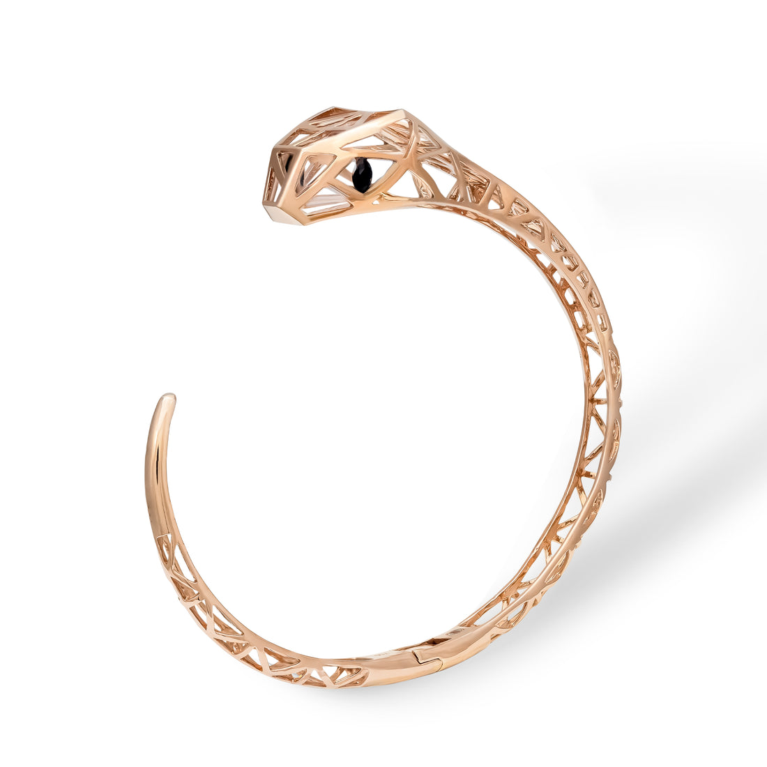 Snake Shape Bracelet in 18k Rose Gold with Black Onyx Stone