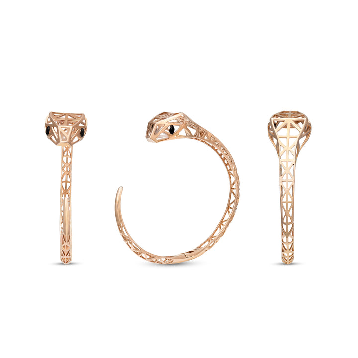Snake Shape Bracelet in 18k Rose Gold with Black Onyx Stone