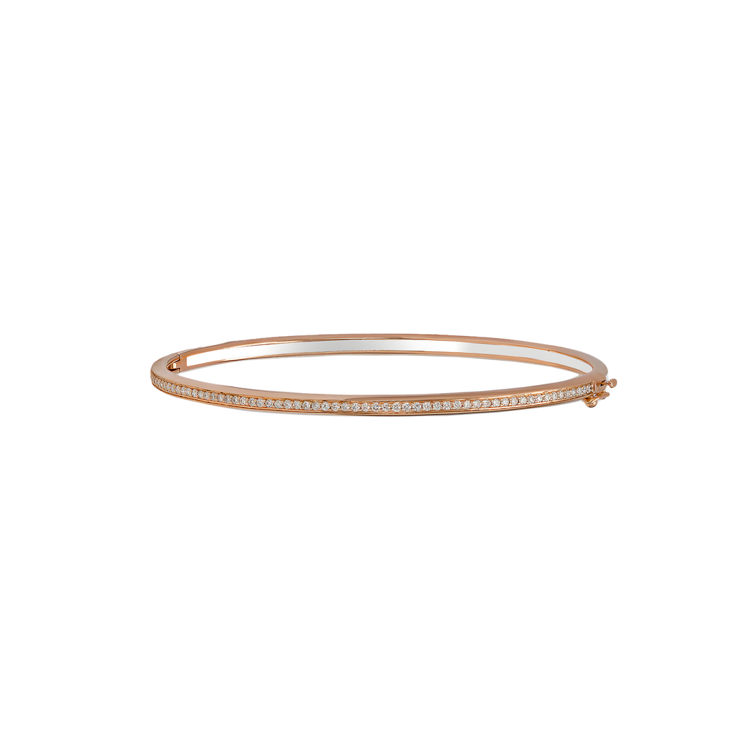 Bangle in 18K yellow rose with VS-G diamonds and white enamel