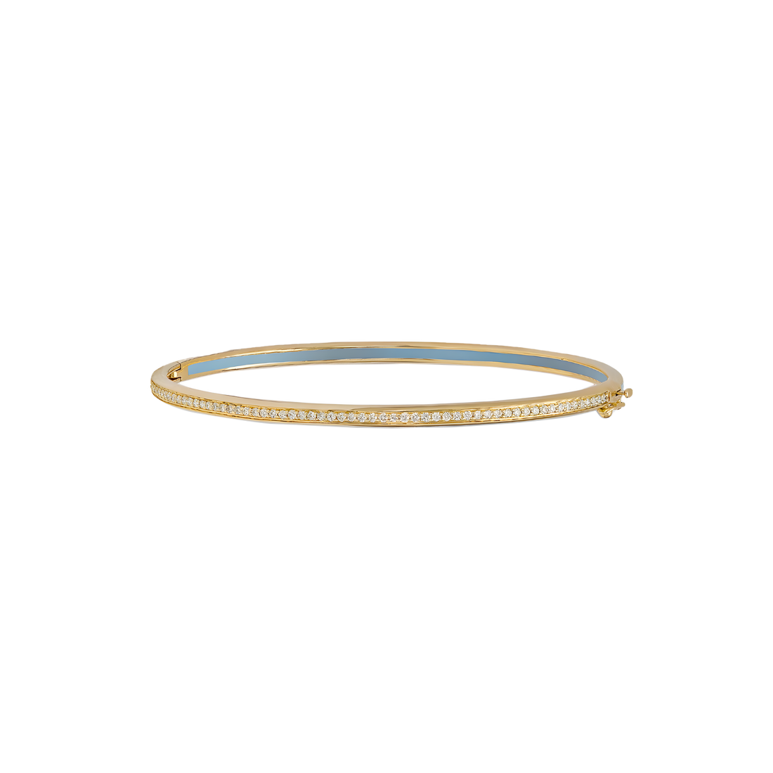 Bangle in 18K yellow gold with VS-G diamonds and grey enamel