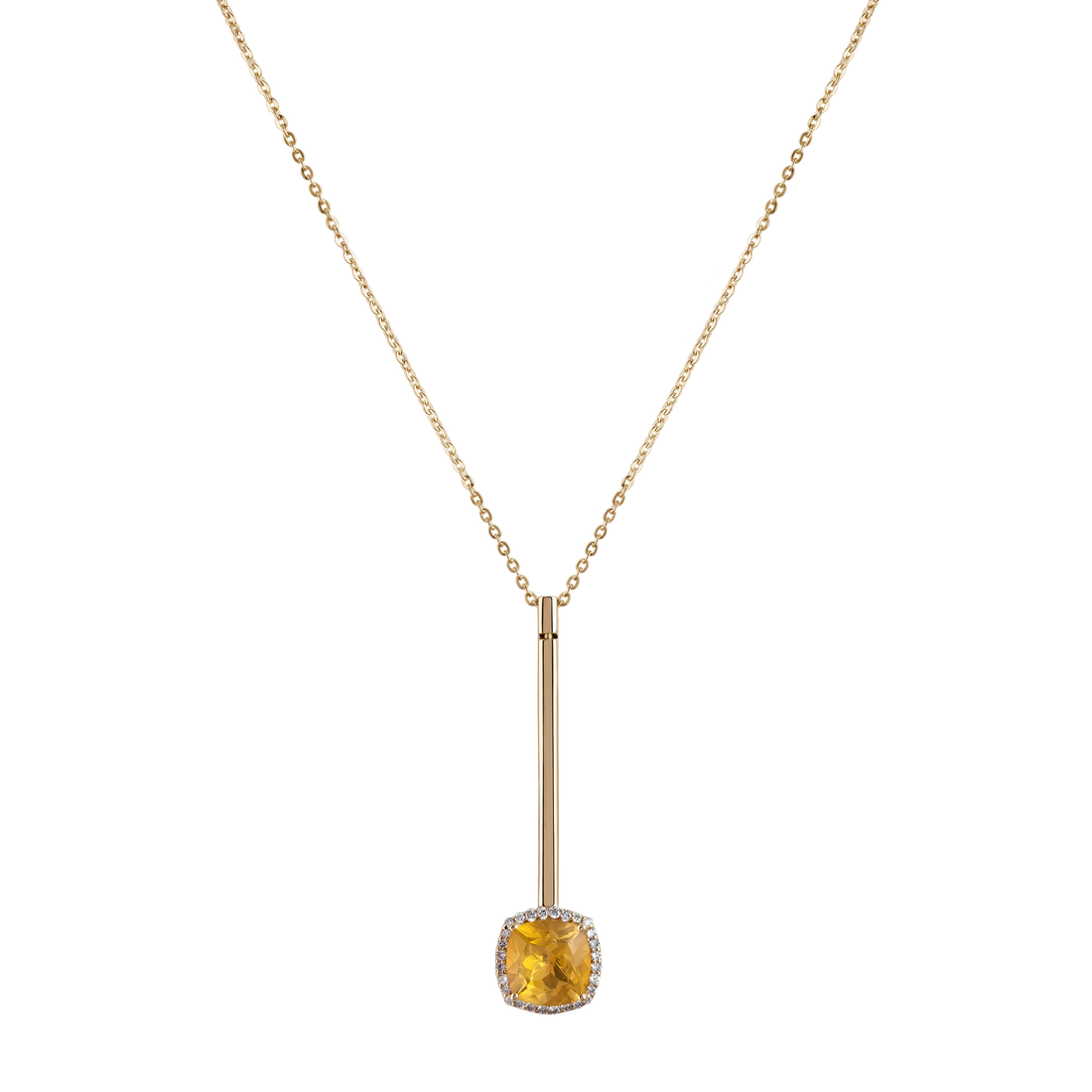 Eye Candy Pendant in18K yellow gold  with VS-G diamonds, citrine, and mint green enamel