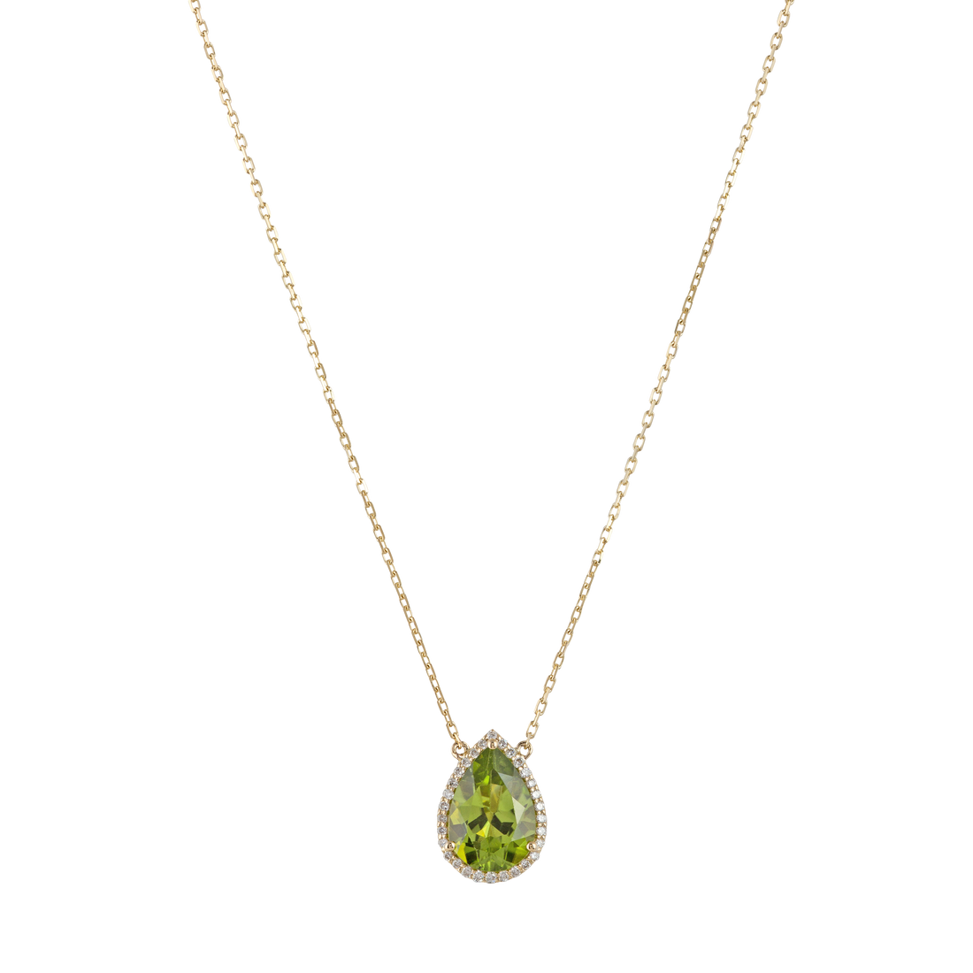 Eye Candy Pendant in 18K yellow gold  with VS-G diamonds, peridot, and gold swirl enamel