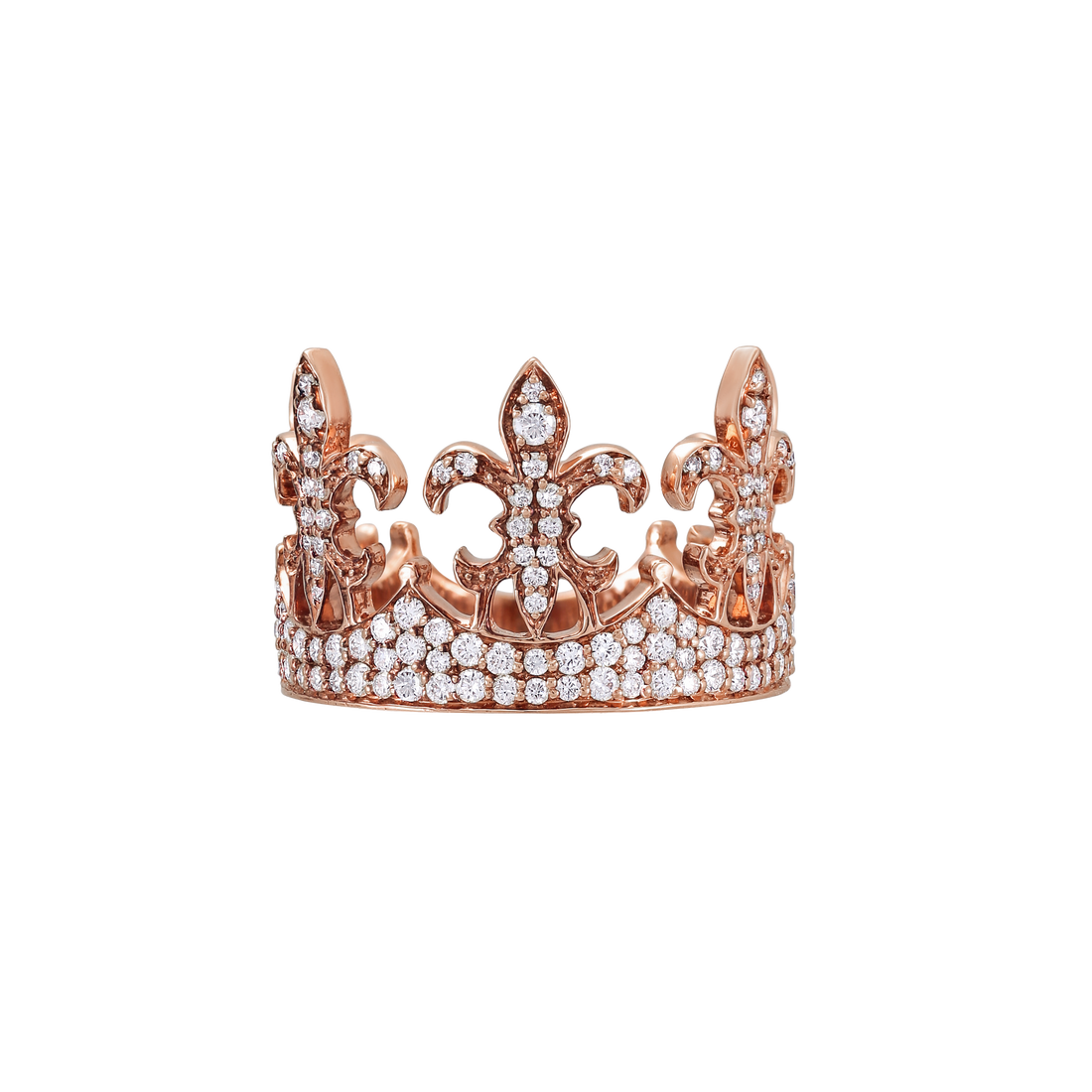 Ring in 18K Rose Gold with VS-G Diamond in Crown Shape