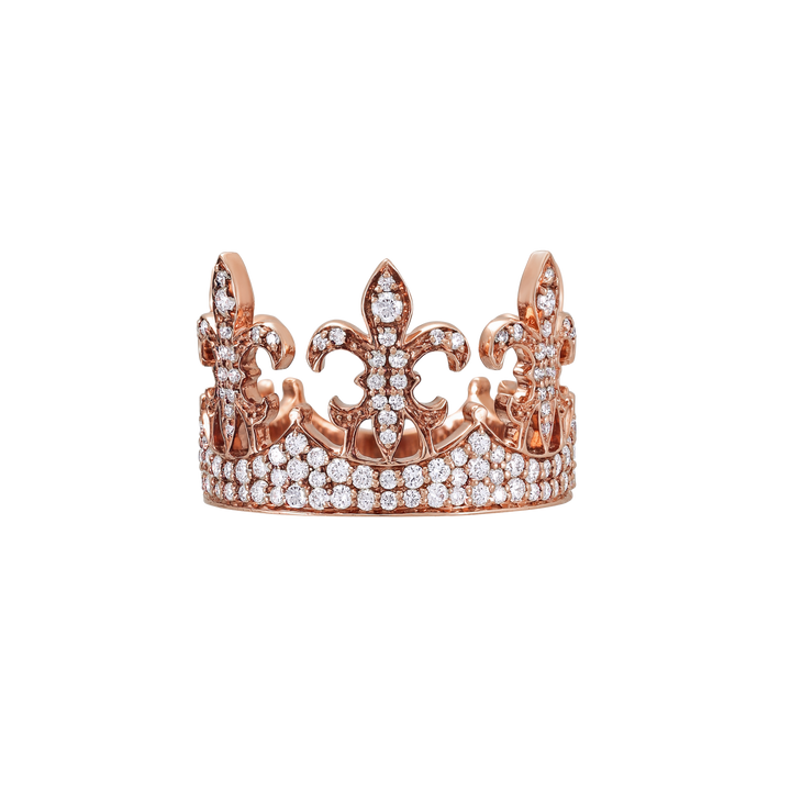 Ring in 18K Rose Gold with VS-G Diamond in Crown Shape