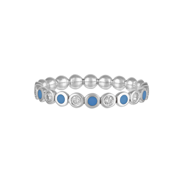 Ring in 18K rose gold with VS-G diamonds and turquoise enamel