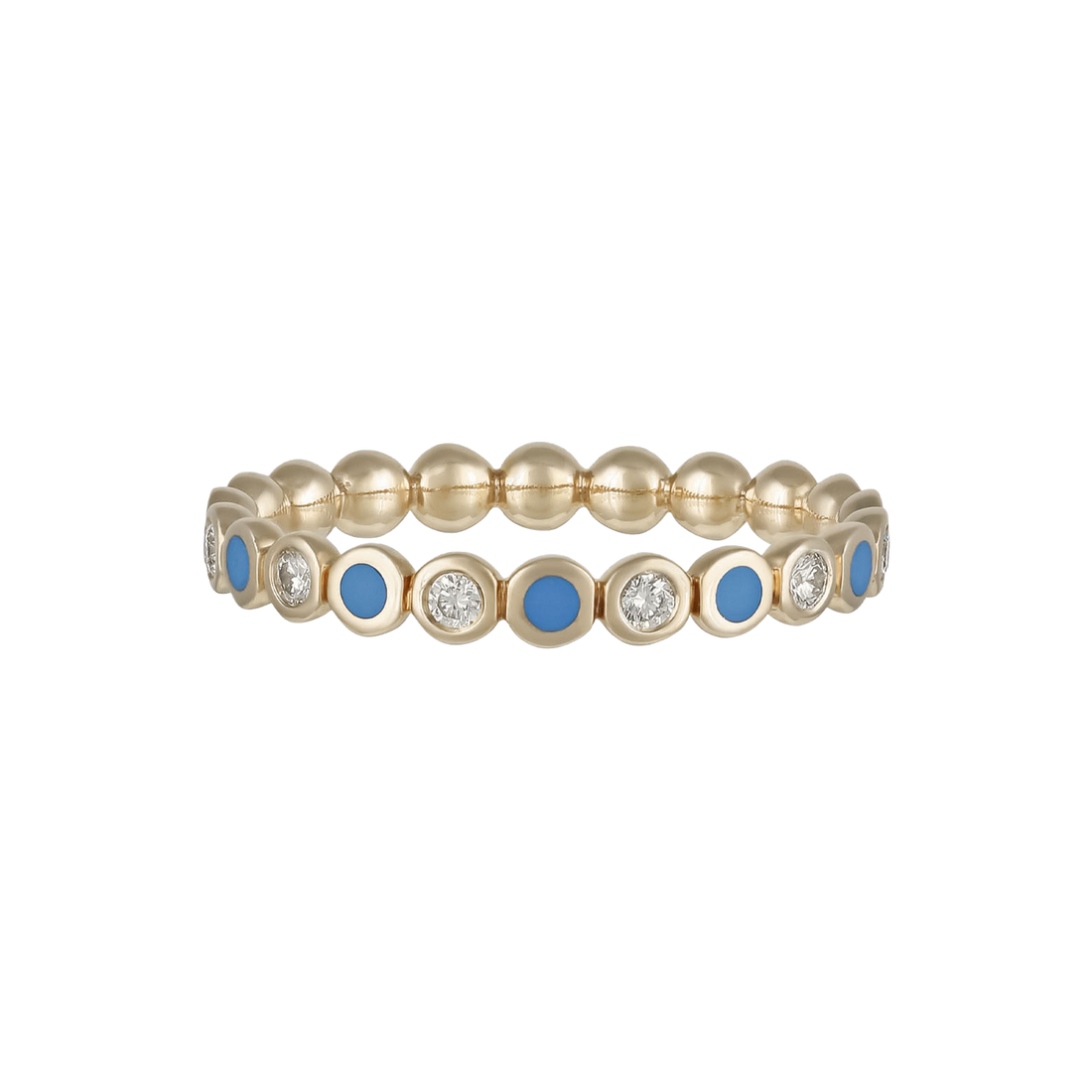Ring in 18K rose gold with VS-G diamonds and turquoise enamel