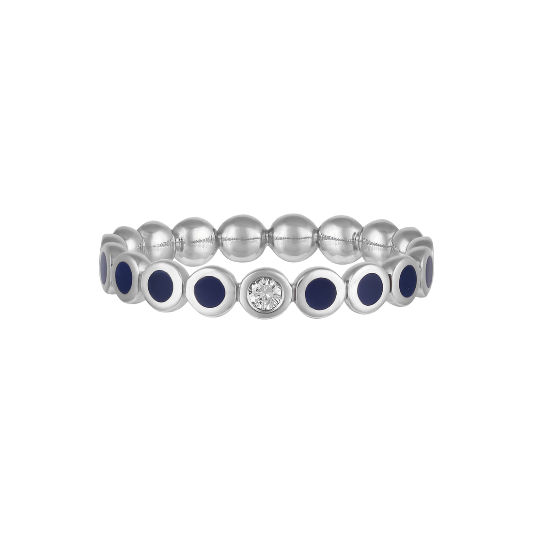Ring in 18K Rose Gold with VS-G diamonds and blue Enamel