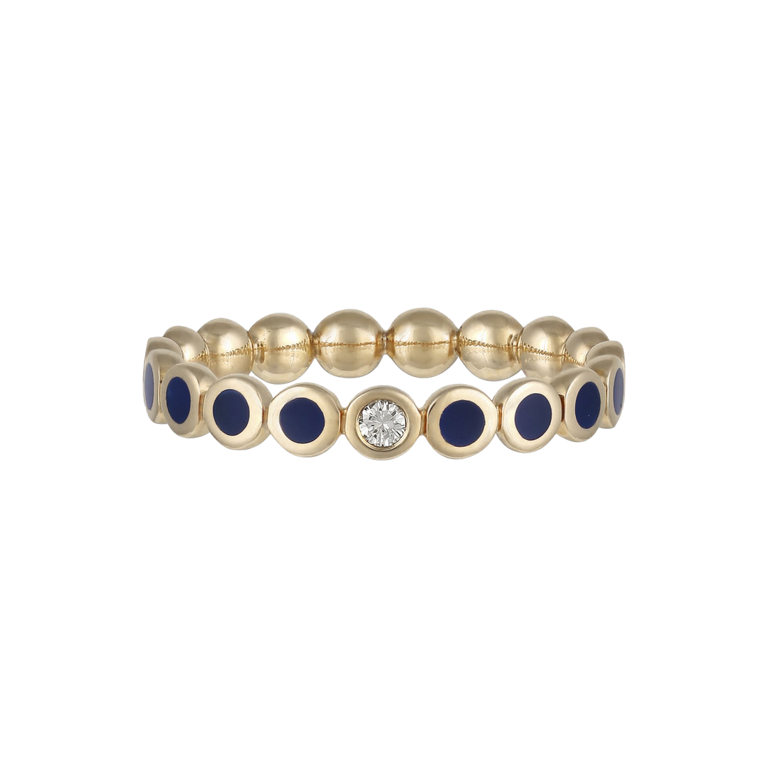 Ring in 18K Rose Gold with VS-G diamonds and blue Enamel