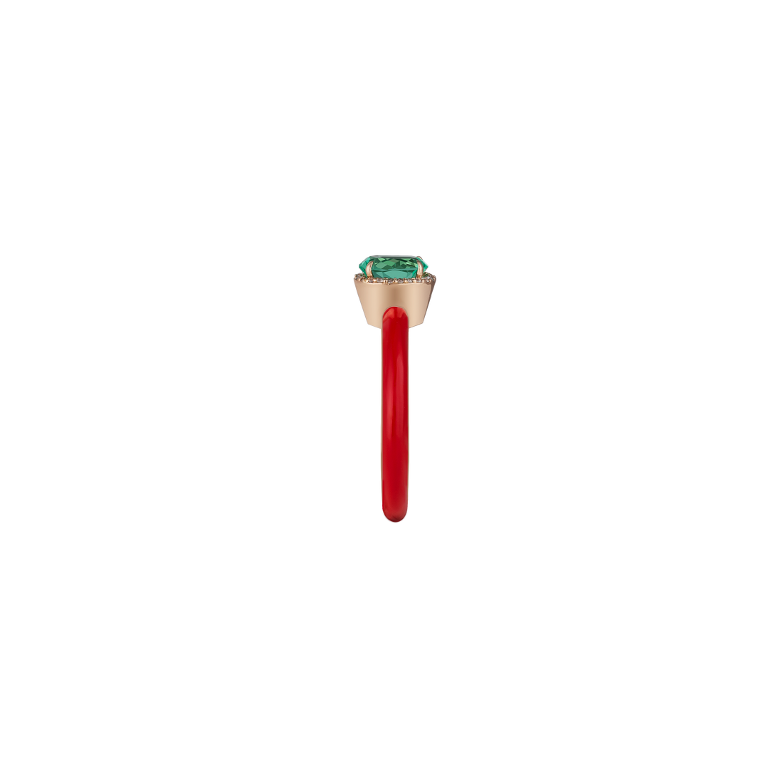 Eye Candy Ring in 18K rose gold with VS-G diamonds, Emerald stone