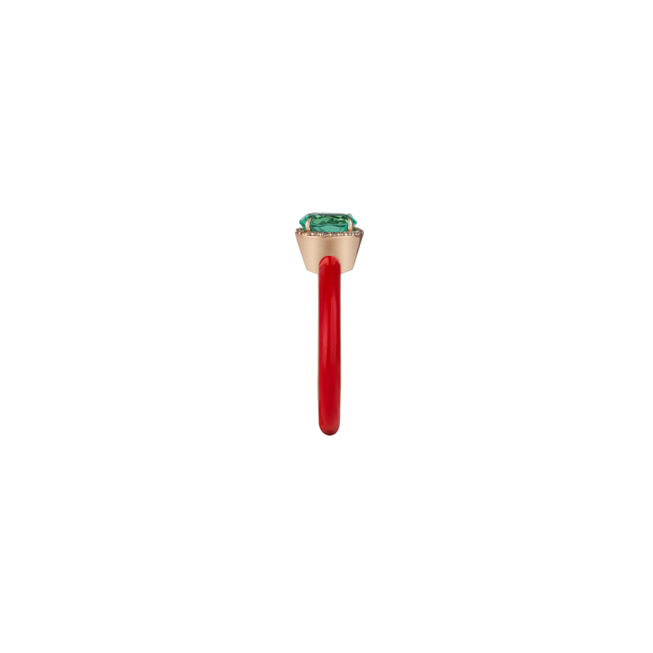 Eye Candy Ring in 18K rose gold with VS-G diamonds, Emerald stone
