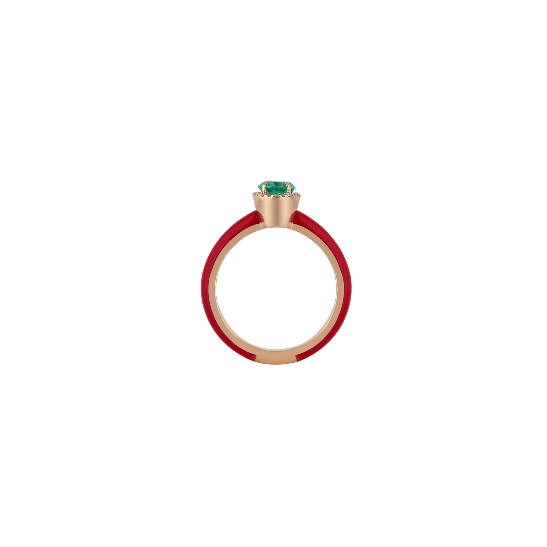 Eye Candy Ring in 18K rose gold with VS-G diamonds, Emerald stone