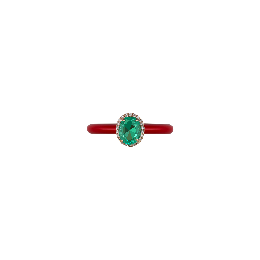 Eye Candy Ring in 18K rose gold with VS-G diamonds, Emerald stone