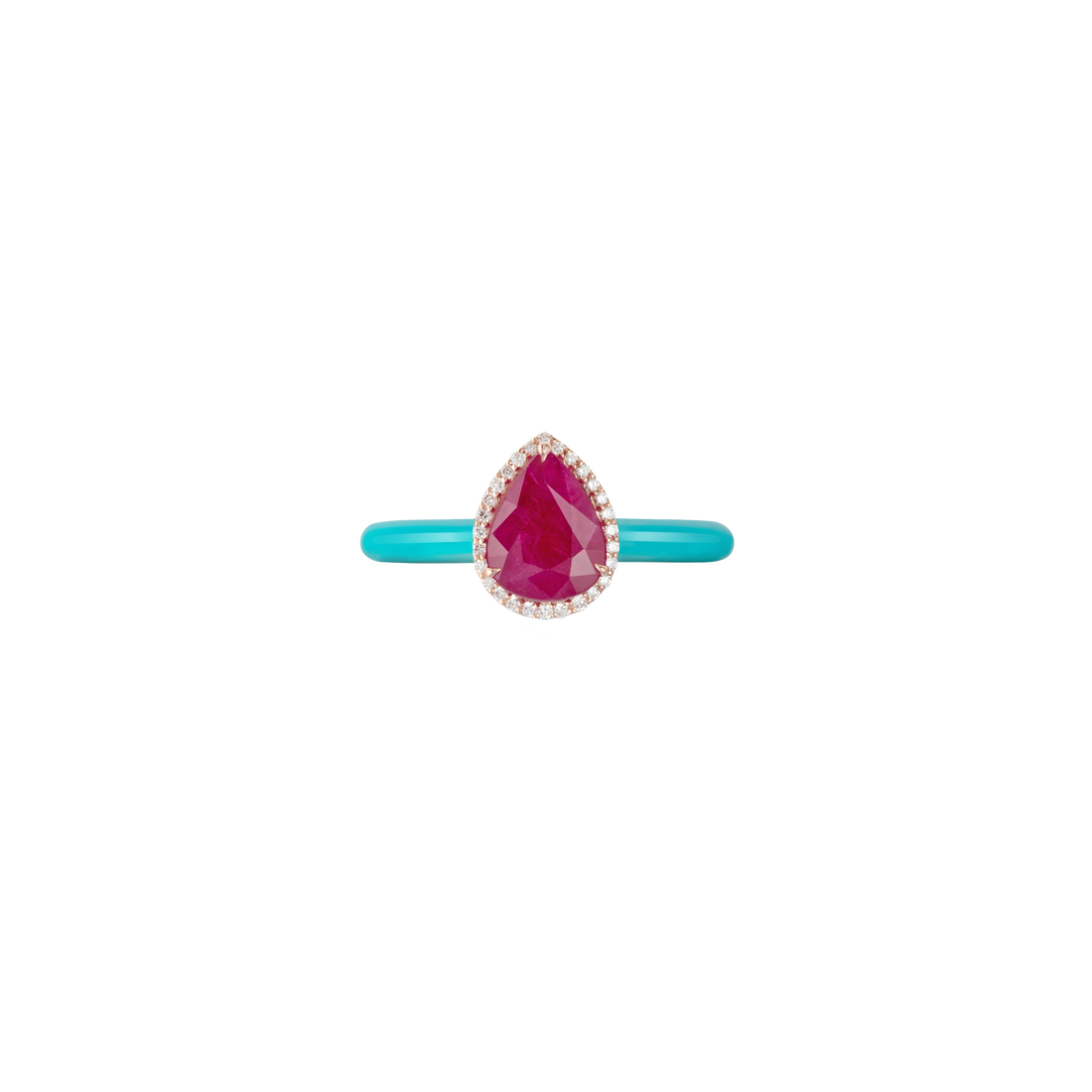 Eye Candy Ring in 18K rose gold with VS-G diamonds, ruby stone