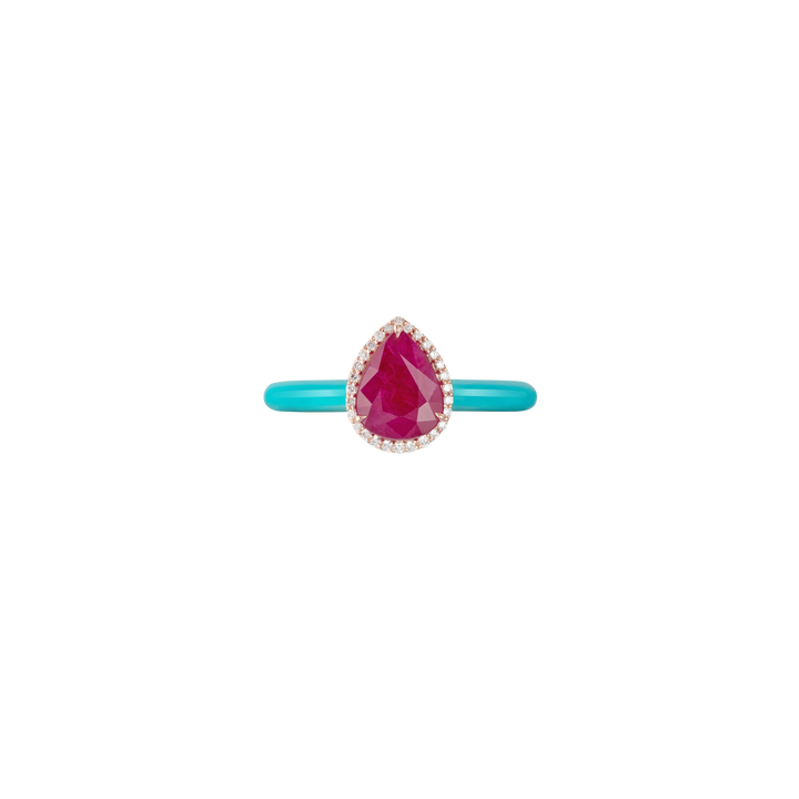 Eye Candy Ring in 18K rose gold with VS-G diamonds, ruby stone