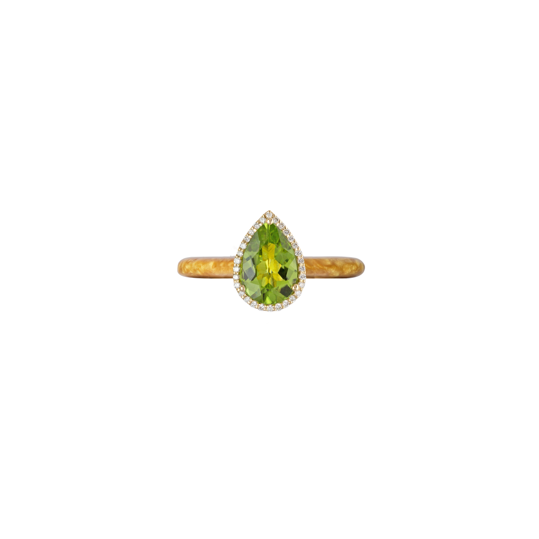Eye Candy Ring in 18K yellow gold with VS-G diamonds, Peridot stone