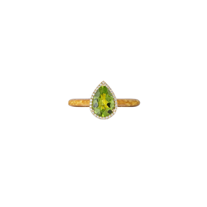 Eye Candy Ring in 18K yellow gold with VS-G diamonds, Peridot stone