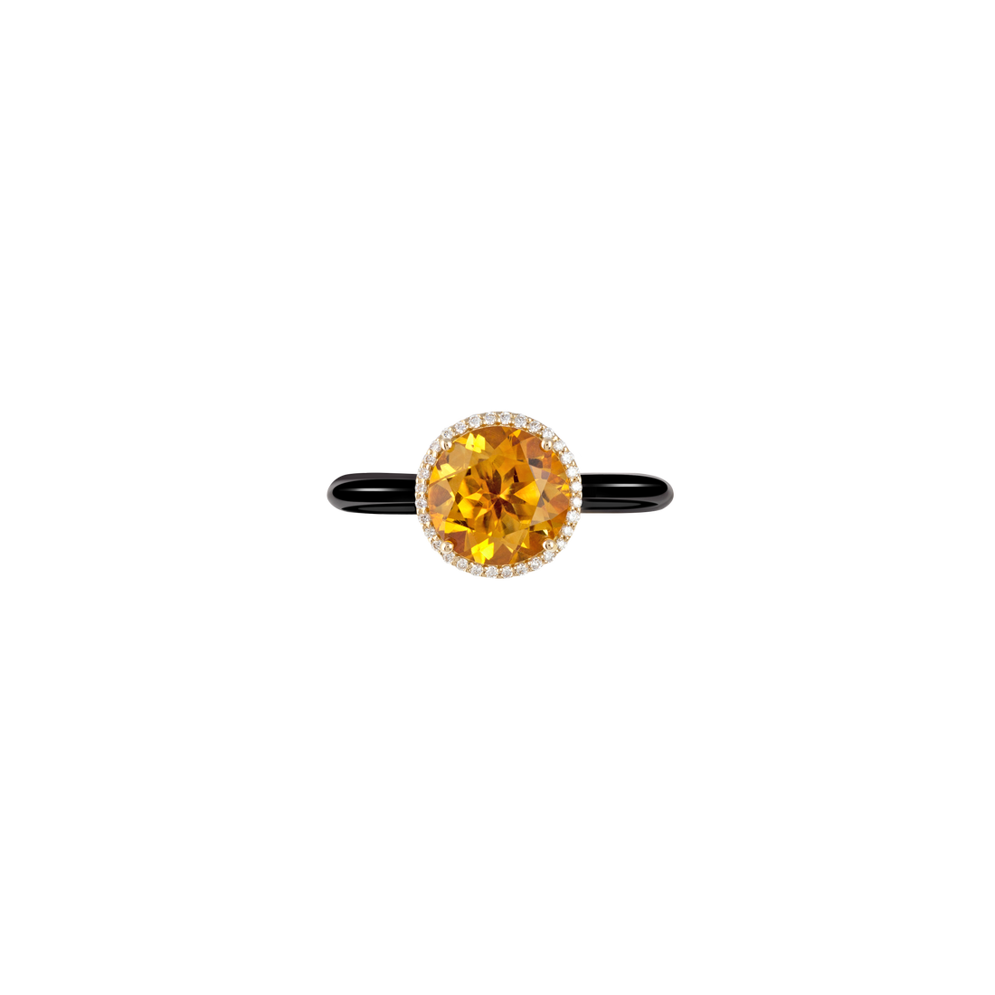 Eye Candy Ring In 18K Yellow Gold With VS-G Diamonds, Citrine Stone