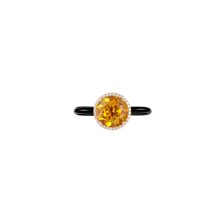 Eye Candy Ring In 18K Yellow Gold With VS-G Diamonds, Citrine Stone