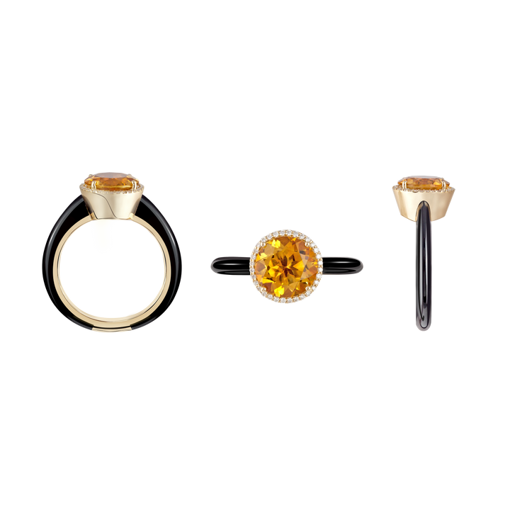 Eye Candy Ring In 18K Yellow Gold With VS-G Diamonds, Citrine Stone