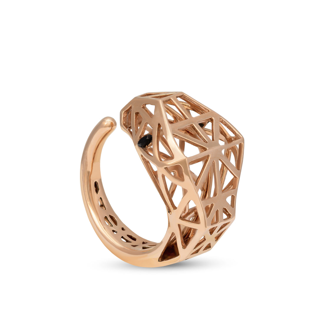 Snake Shape Ring in 18k Rose Gold with Black Onyx Stone