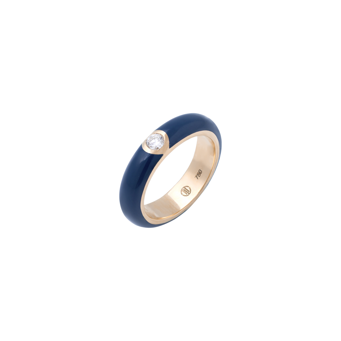 Eye Candy Ring 18k yellow gold with blue enamel and SI diamond