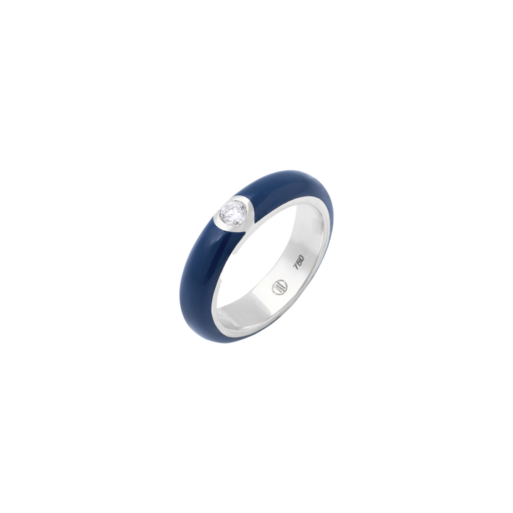 Eye Candy Ring 18k yellow gold with blue enamel and SI diamond