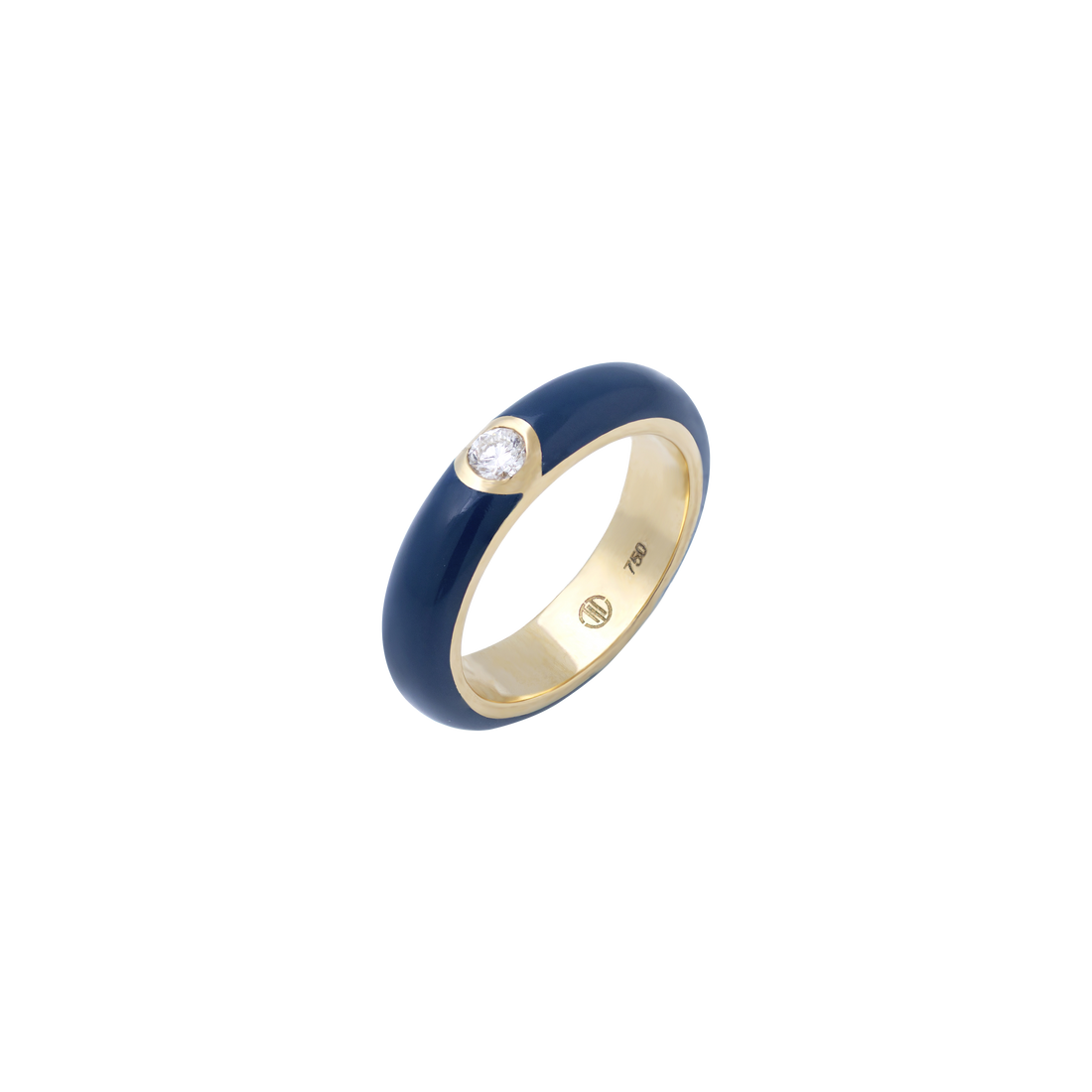 Eye Candy Ring 18k yellow gold with blue enamel and SI diamond