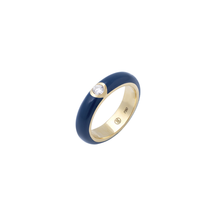 Eye Candy Ring 18k yellow gold with blue enamel and SI diamond