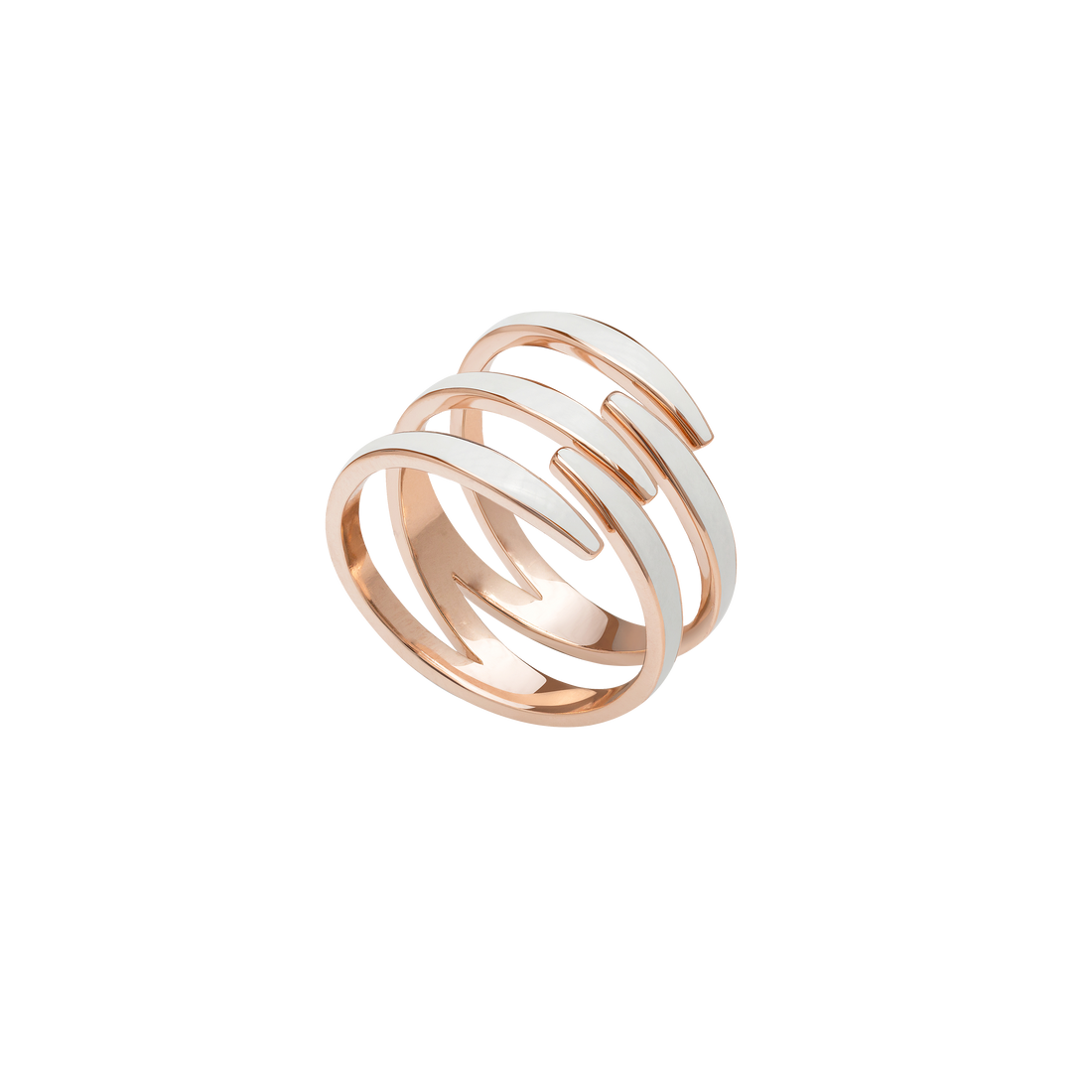 Ring in 18K rose gold with white enamel