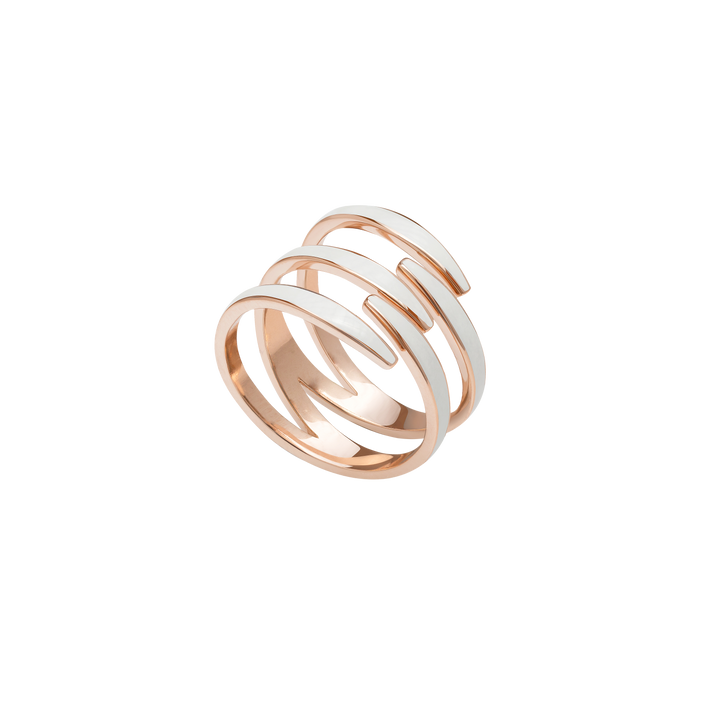 Ring in 18K rose gold with white enamel