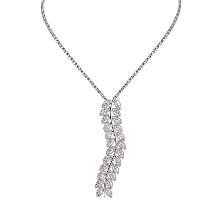 Illusion Necklace in 18K white Gold with VS-G diamond long
