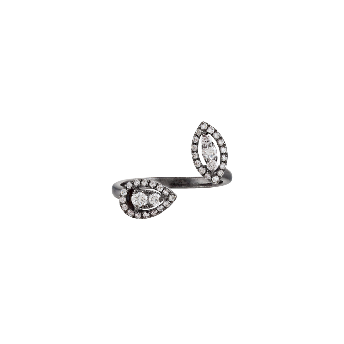 Illusion Ring in 18K black gold with VS-G diamonds