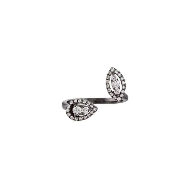 Illusion Ring in 18K black gold with VS-G diamonds