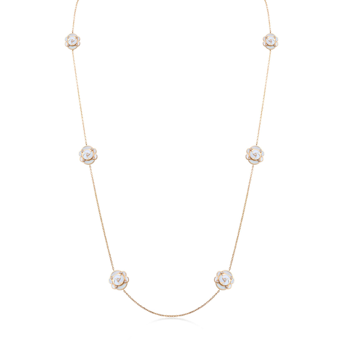 La vie en Rose Necklace in 18K Yellow Gold and VS-G Diamonds