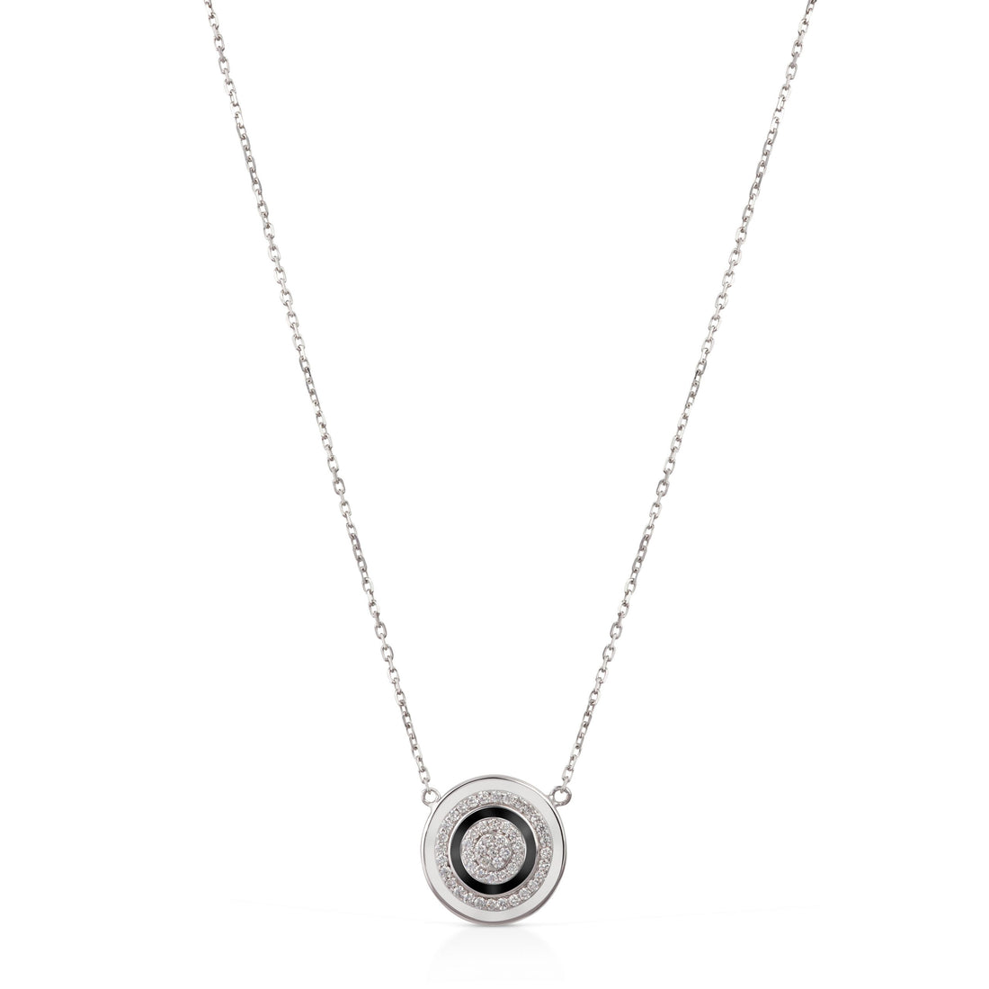 Pendant  in 18K White Gold on a 42-cm Fine Chain, Adorned with VS-G Diamonds