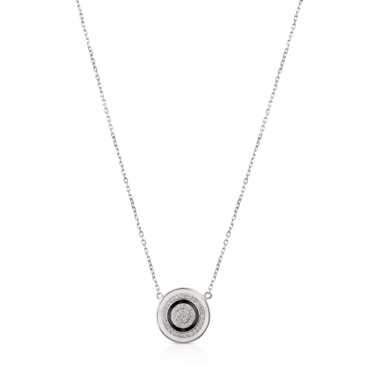Pendant  in 18K White Gold on a 42-cm Fine Chain, Adorned with VS-G Diamonds