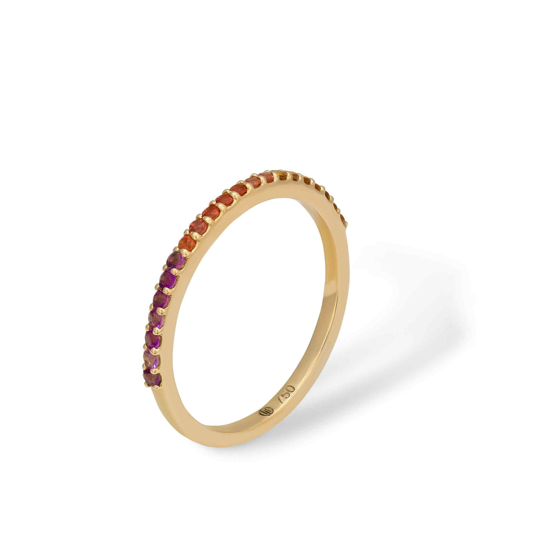 Ring in 18k Yellow Gold with Orange, Amethyst, Stone - Leaf Collection