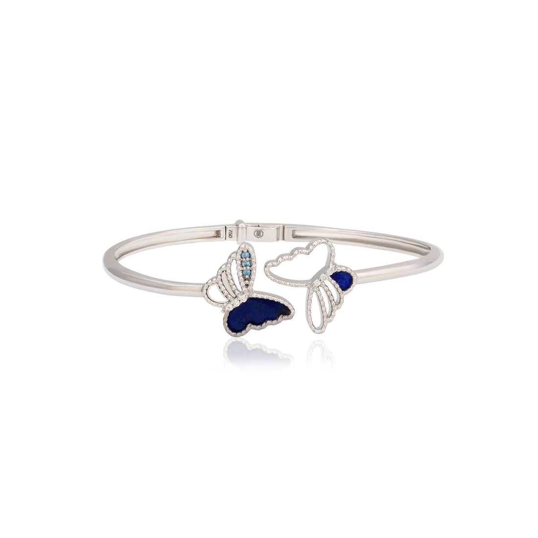 Butter fly  Bracelet  18k White Gold With VS-G Diamonds and Blue Sapphire And Lapis Stone