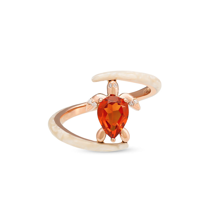 Eye Candy Ring in 18k Rose Gold with VS-G Diamonds, Spessartite Garnet Stone, And Enamel Color