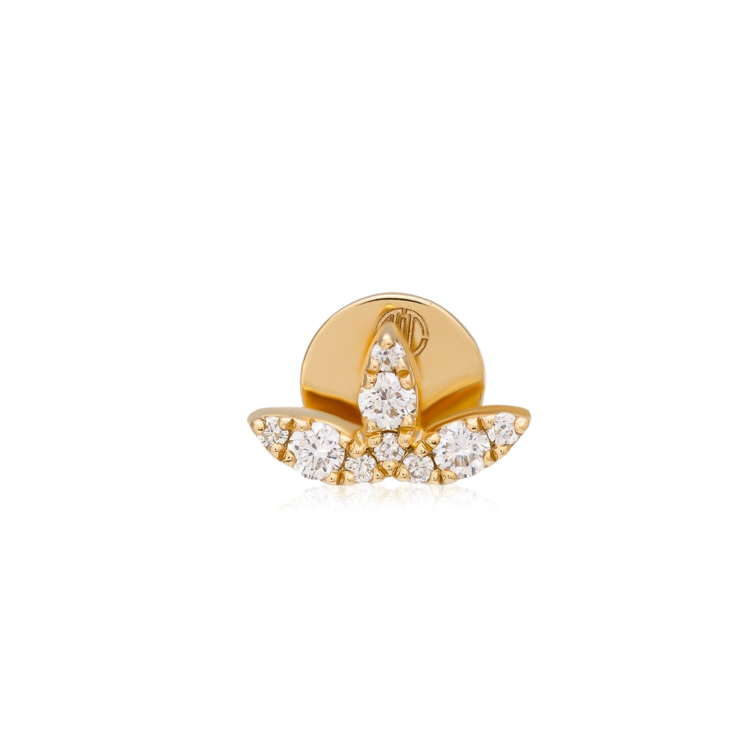Single Earring in 18k Yellow Gold with VS-G Diamonds - Leaf Collection