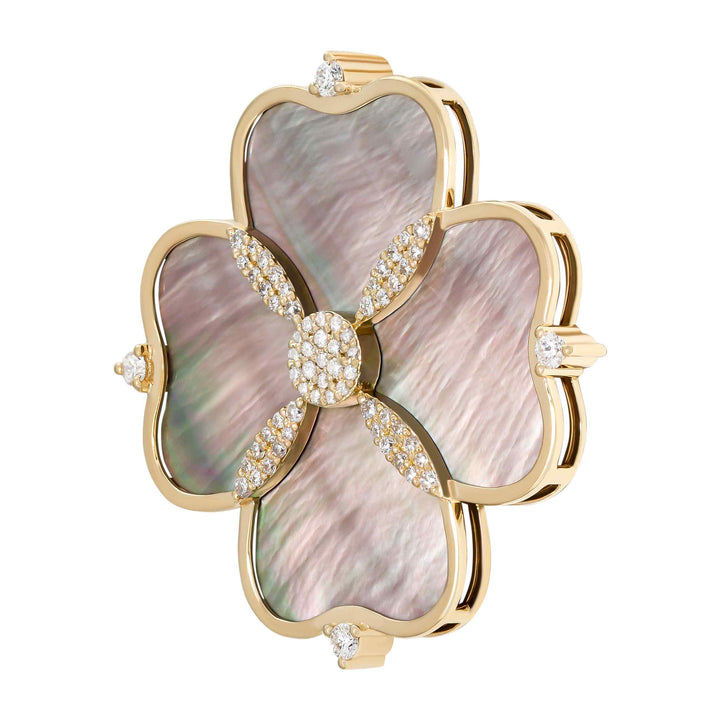 Ring in 18k Yellow Gold With VS-G Diamonds & Enamel Color - Bamboo Collection