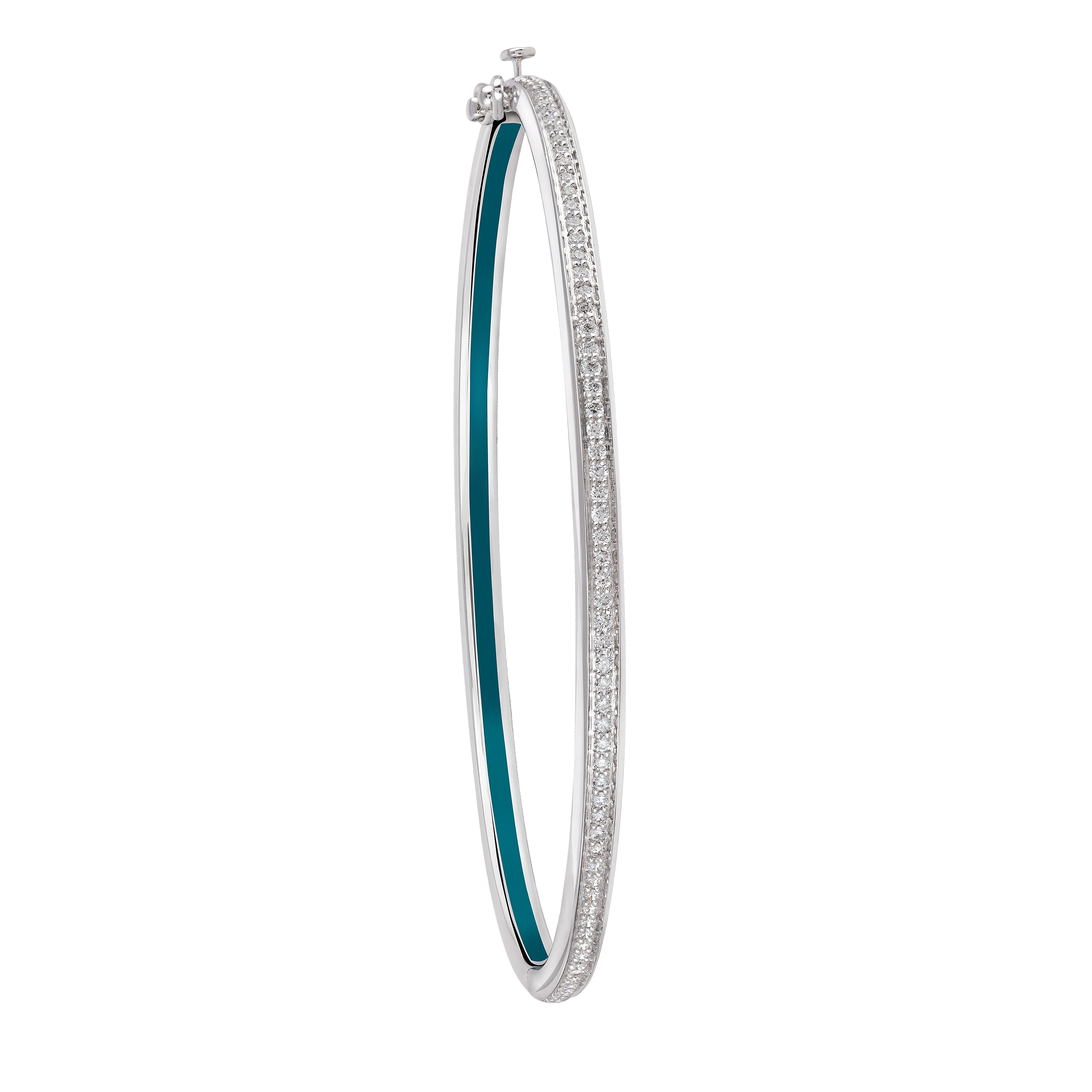 Bangle in 18K White Gold with VS-G Diamond and Green Enamel