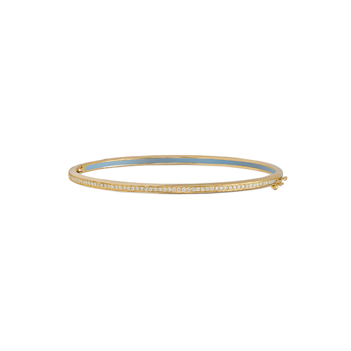 Bangle in 18K yellow gold with VS-G diamonds and grey enamel