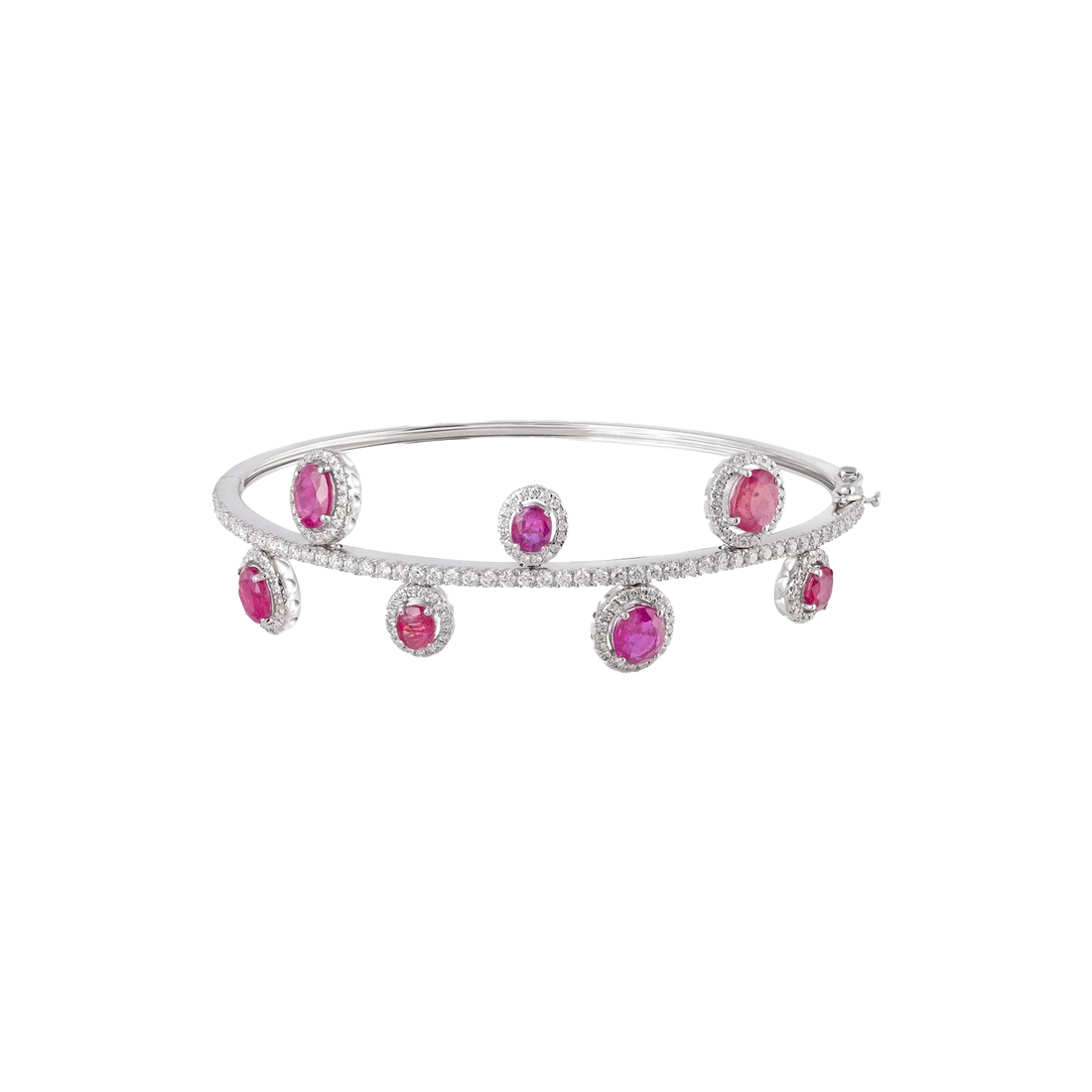 Bracelet in 18K white gold with VS-G diamonds and Ruby stones