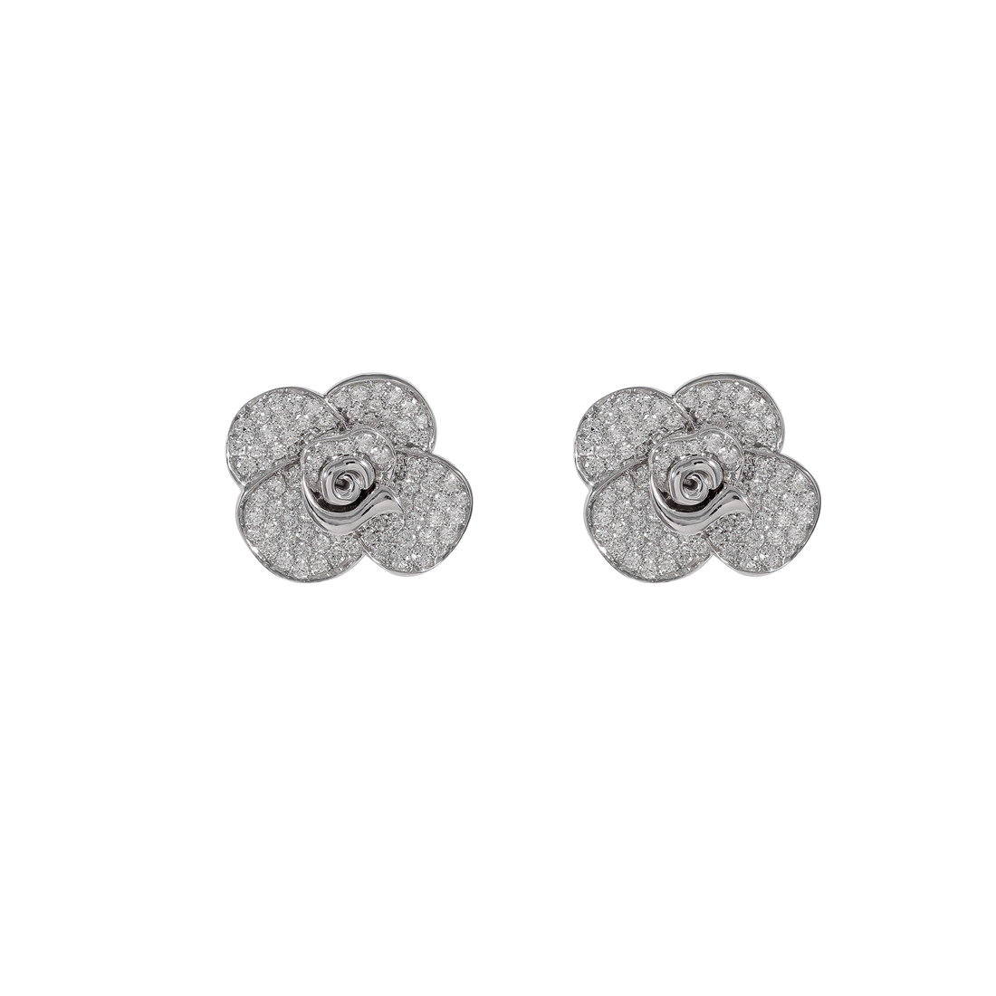 Blossom Earrings in 18K White Gold and VS-G Quality Diamonds Studs