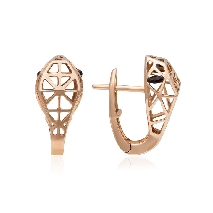 Snake Shape Earing in 18k Rose Gold with Black Onyx Stone