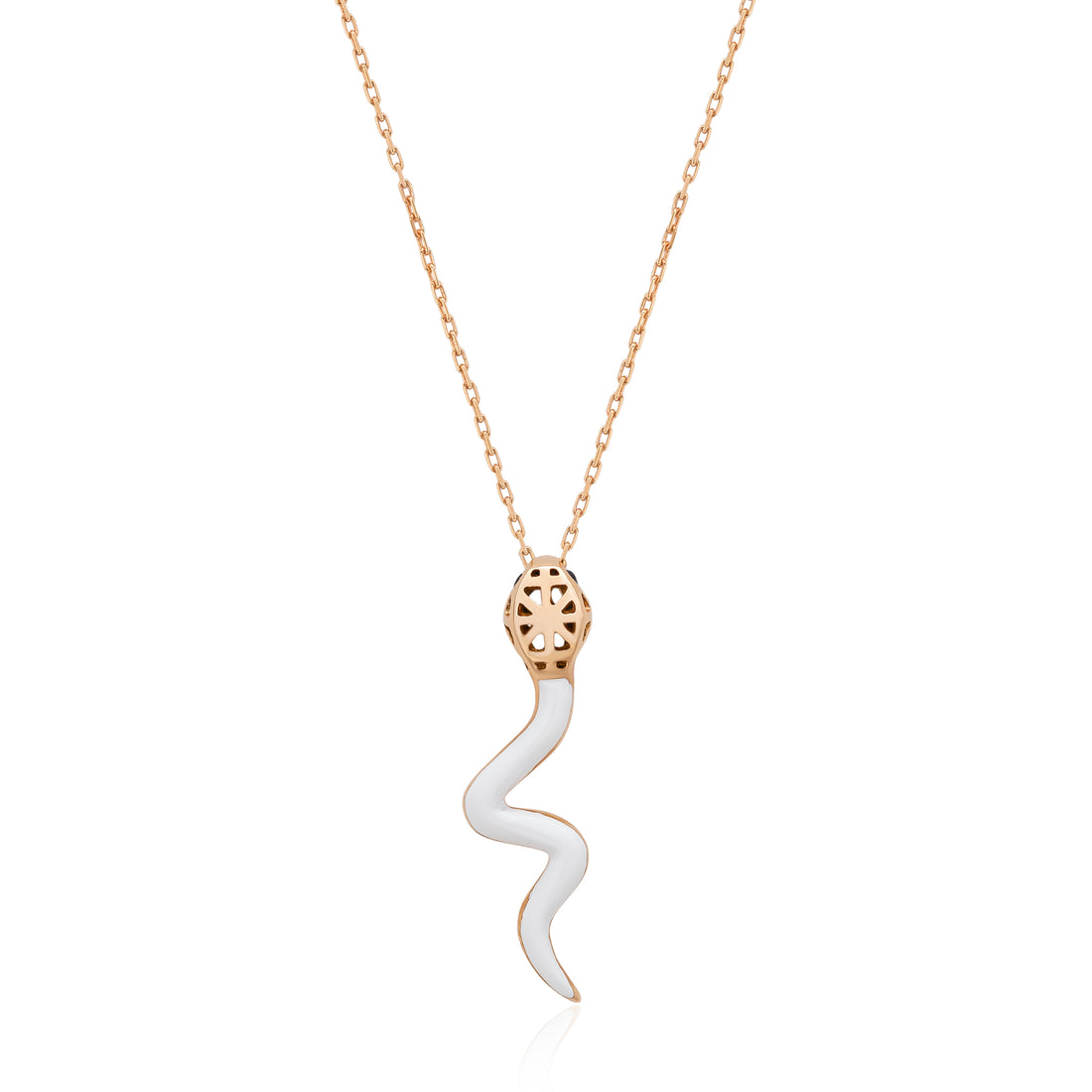 Snake Shape Pendant in 18k Rose Gold with Black Onyx Stone