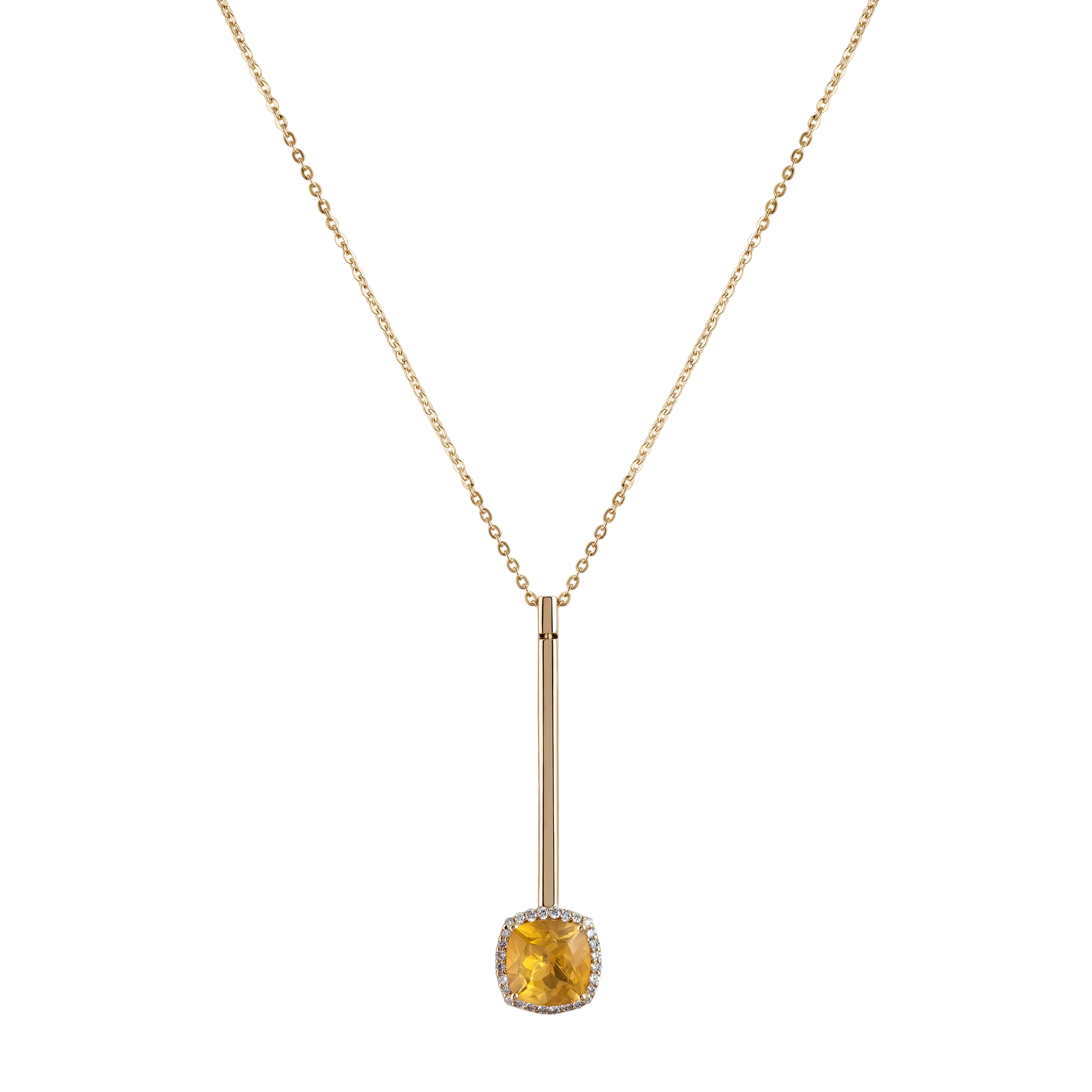 Eye Candy Pendant in18K yellow gold  with VS-G diamonds, citrine, and mint green enamel