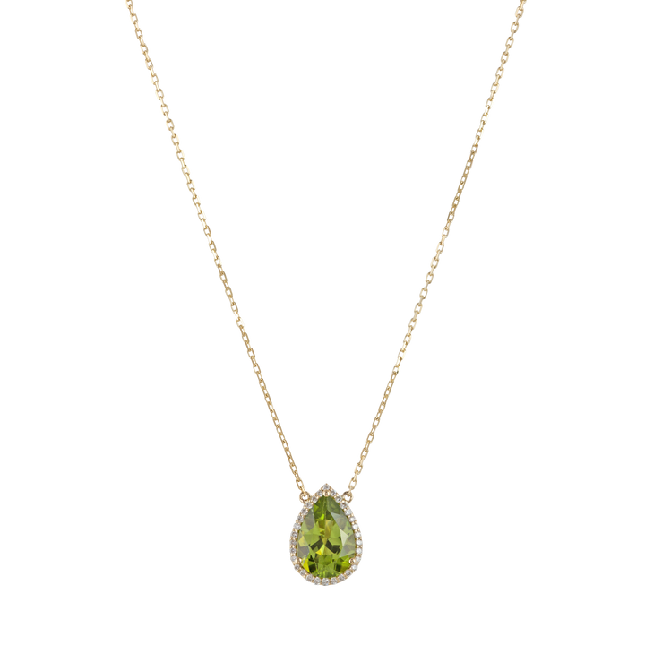 Eye Candy Pendant in 18K yellow gold  with VS-G diamonds, peridot, and gold swirl enamel