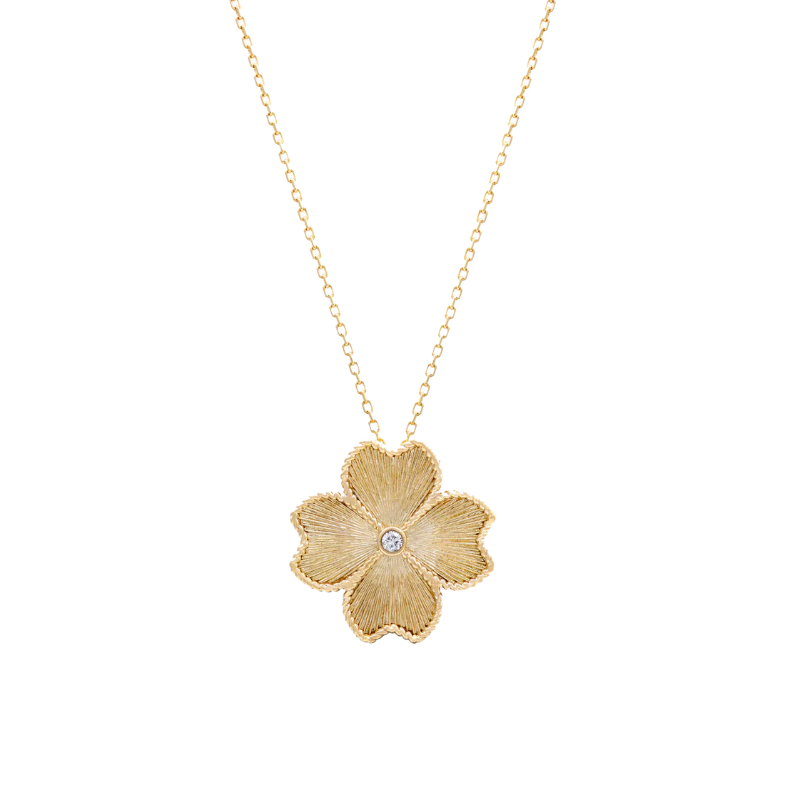 Mallow Flower Necklace in 18K yellow gold with VS-G diamonds